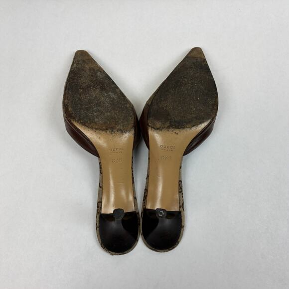 Vintage Gucci Tom Ford Monogram Cut Out Kitten Heels Mules Women's 8.5B - Picture 8 of 14
